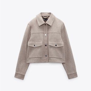 Zara Ecru Cropped Soft Jacket